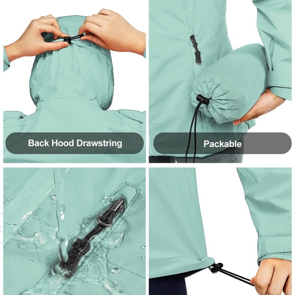 NWT 33,000ft Women's Packable Rain Jacket with 4 Pockets - Picture 7 of 10